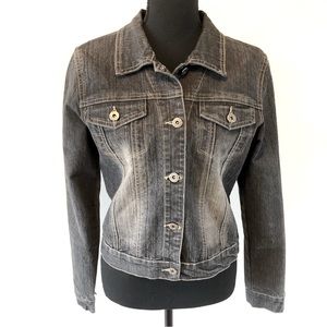Women’s Vintage BONGO Black Faded wash Button up Denim jeans Jacket size 9